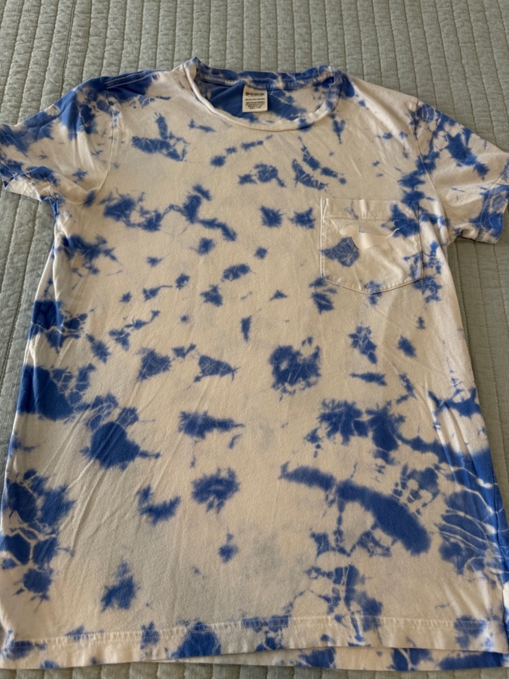 PINK Victoria's Secret Blue and White Tie-Dye Tee